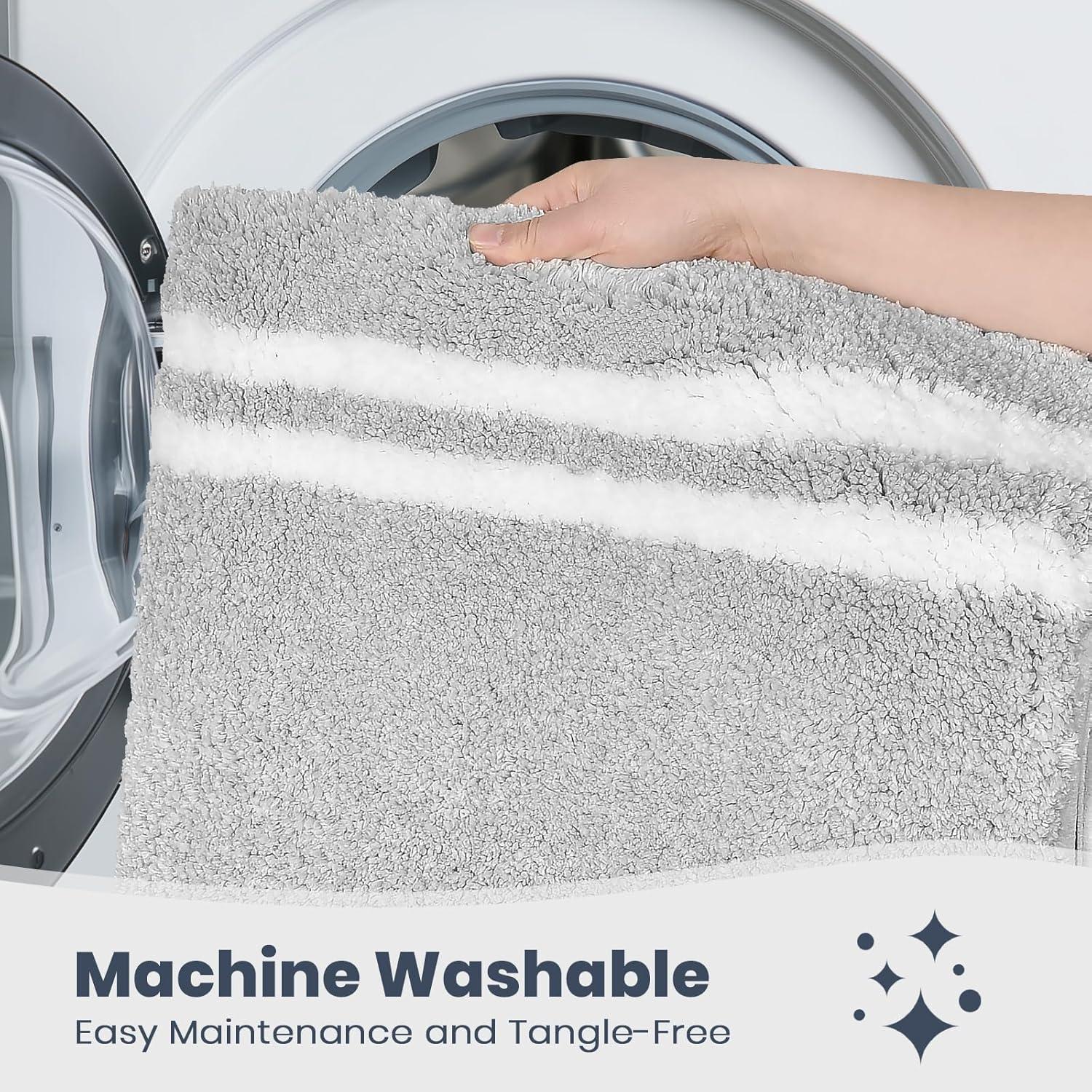 Alfombra de Baño PURRUGS Antideslizante 50x76 cm Gris Claro