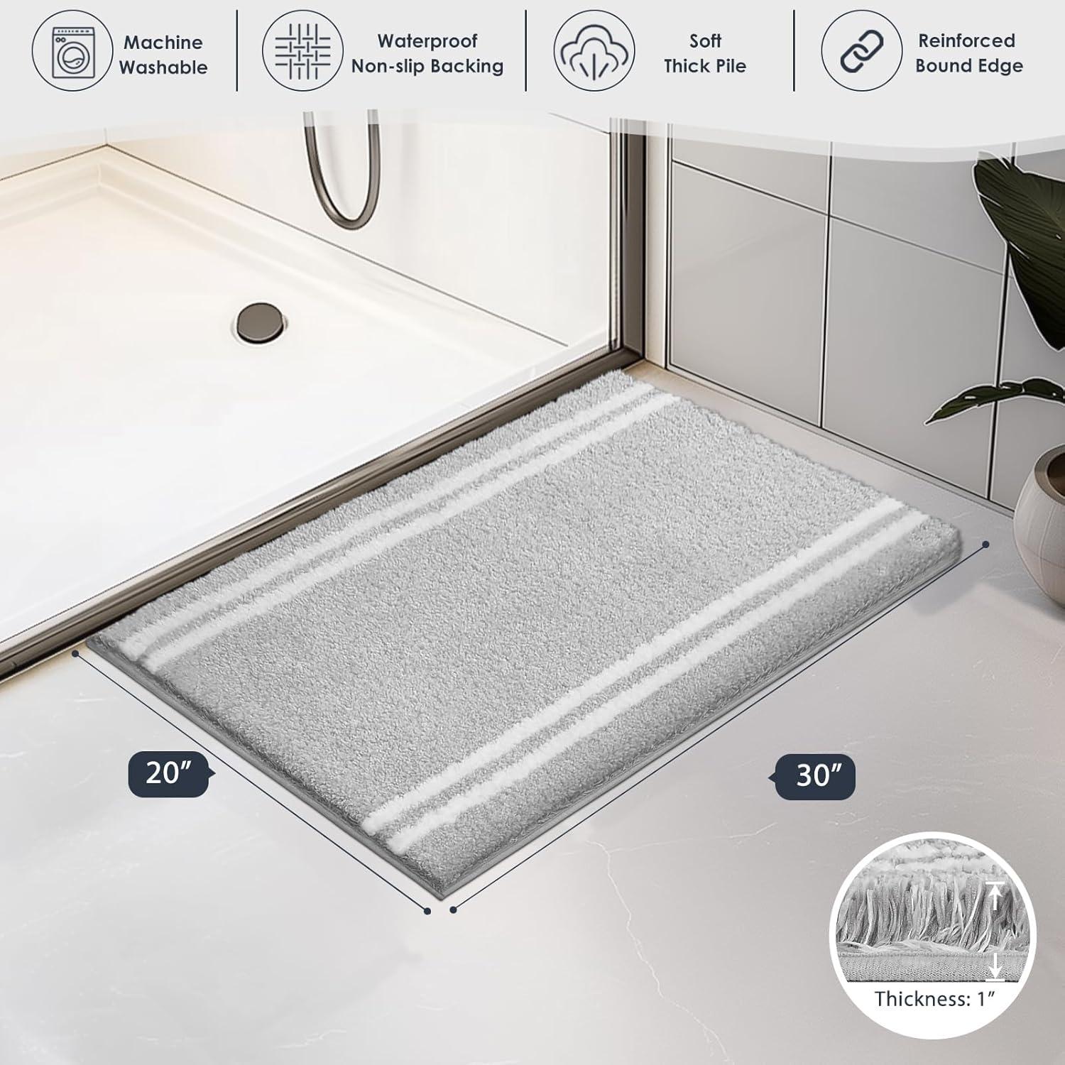 Alfombra de Baño PURRUGS Antideslizante 50x76 cm Gris Claro