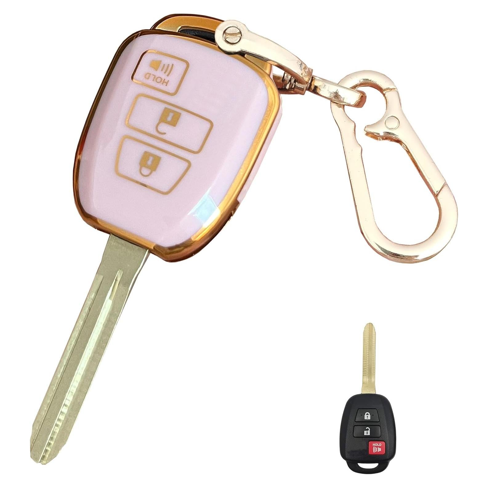 Cubierta de Llave Inteligente Toyota QIXIUBIA 3 Botones Rosa