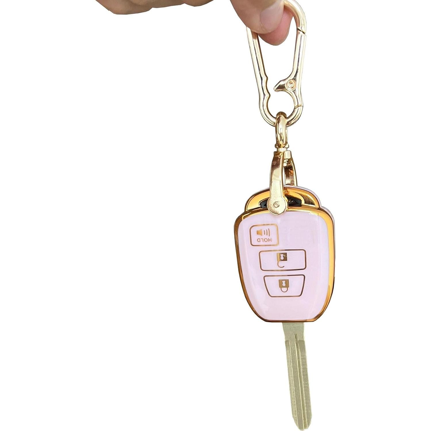 Cubierta de Llave Inteligente Toyota QIXIUBIA 3 Botones Rosa