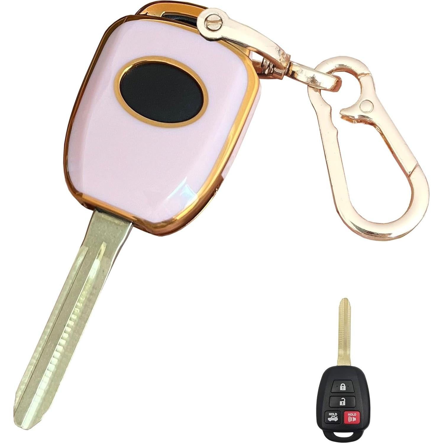 Cubierta de Llave Inteligente Toyota QIXIUBIA 3 Botones Rosa