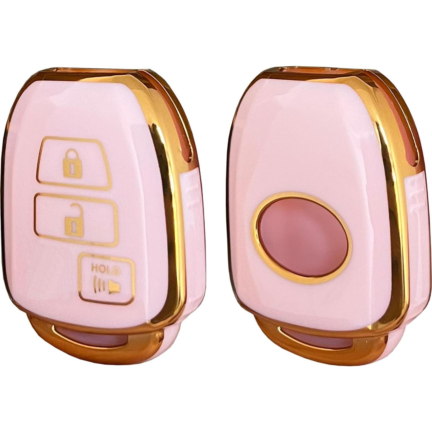 Cubierta de Llave Inteligente Toyota QIXIUBIA 3 Botones Rosa