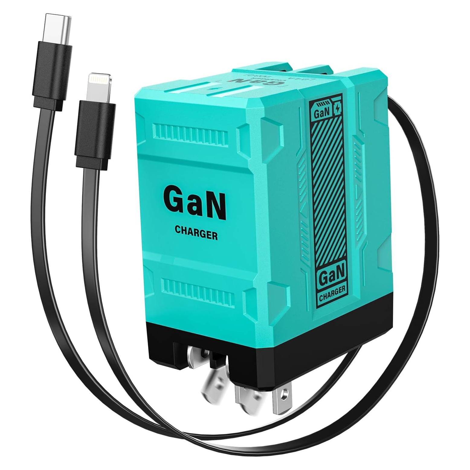 Cargador de Pared Retráctil 2 en 1 45W USB-C iOS Azul