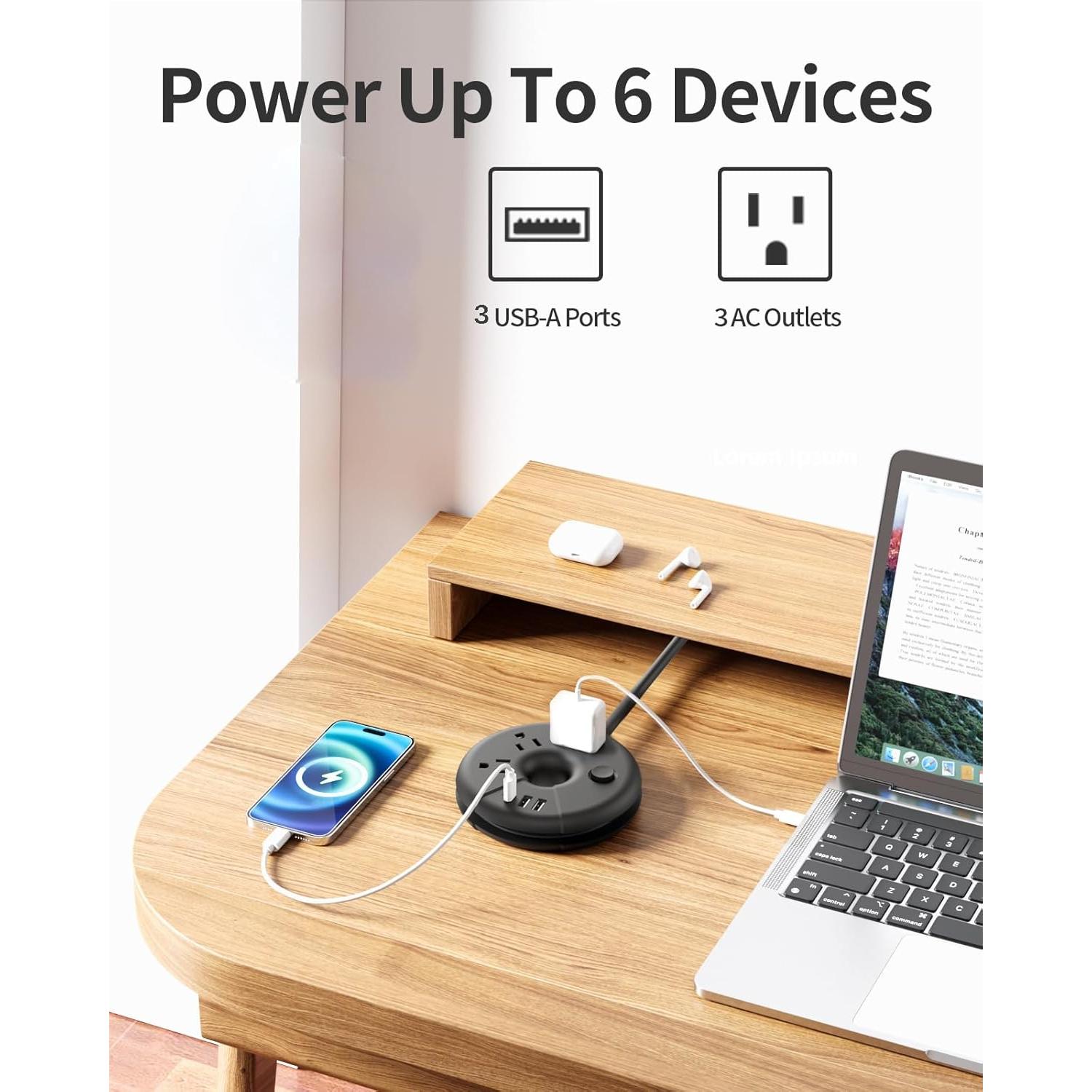 Regleta de Viaje NTONPOWER 3 Puertos USB 0.91m Aprobada Cruceros