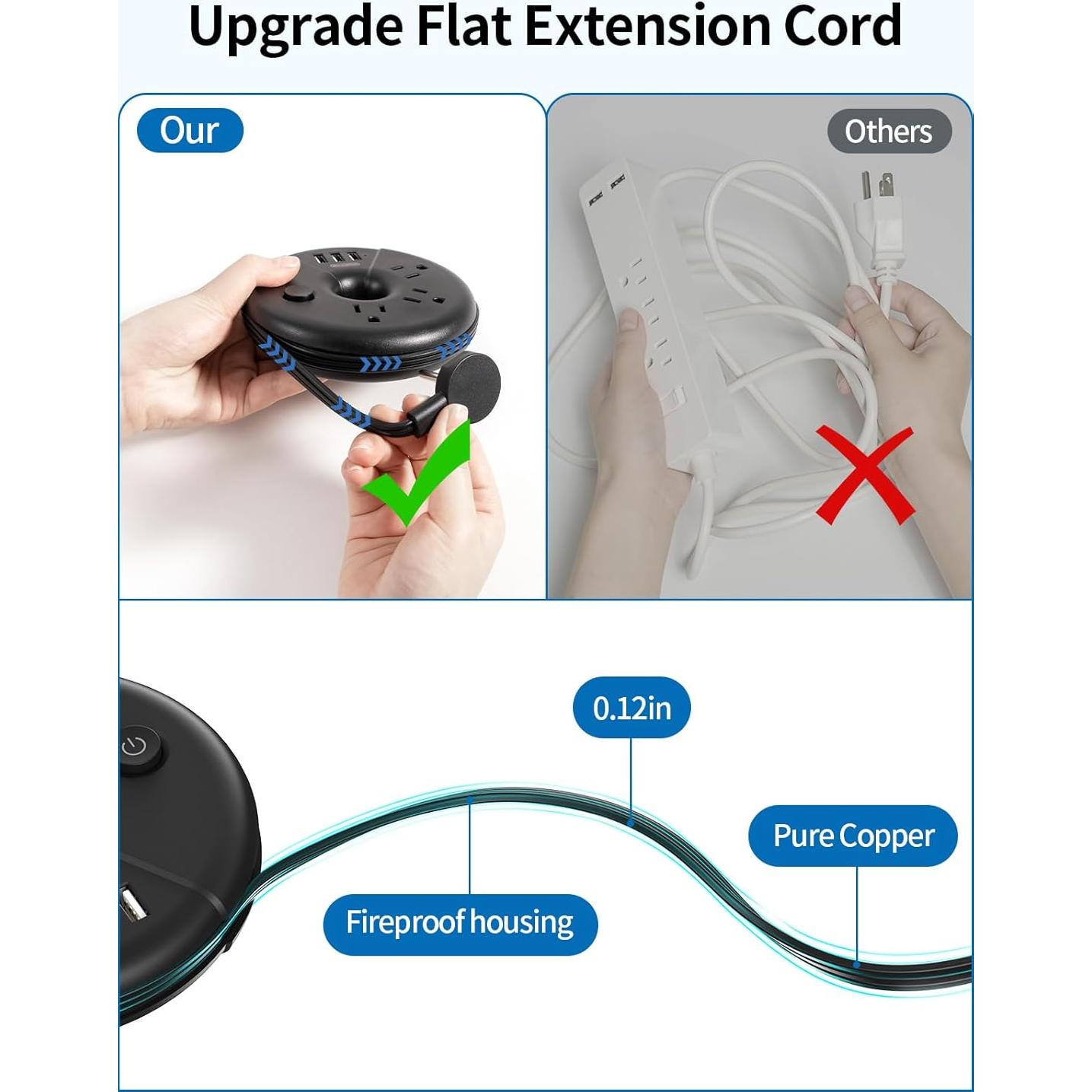 Regleta de Viaje NTONPOWER 3 Puertos USB 0.91m Aprobada Cruceros