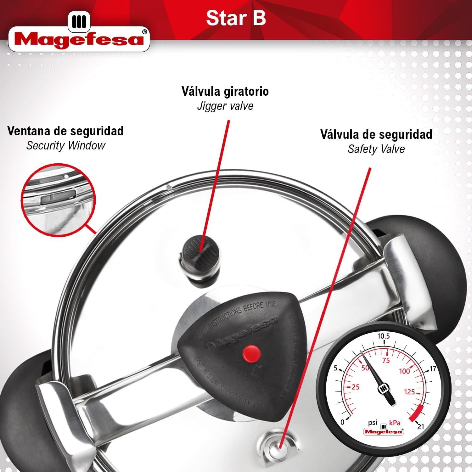 Olla a Presión Magefesa Star 6.3 Qt Acero Inoxidable 18/10