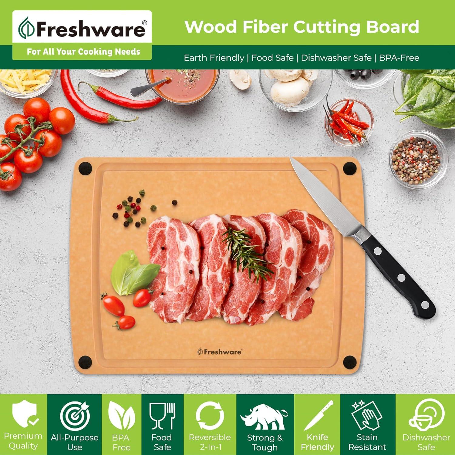 Tabla de Cortar de Madera Freshware 37.1x27.9cm con Surco