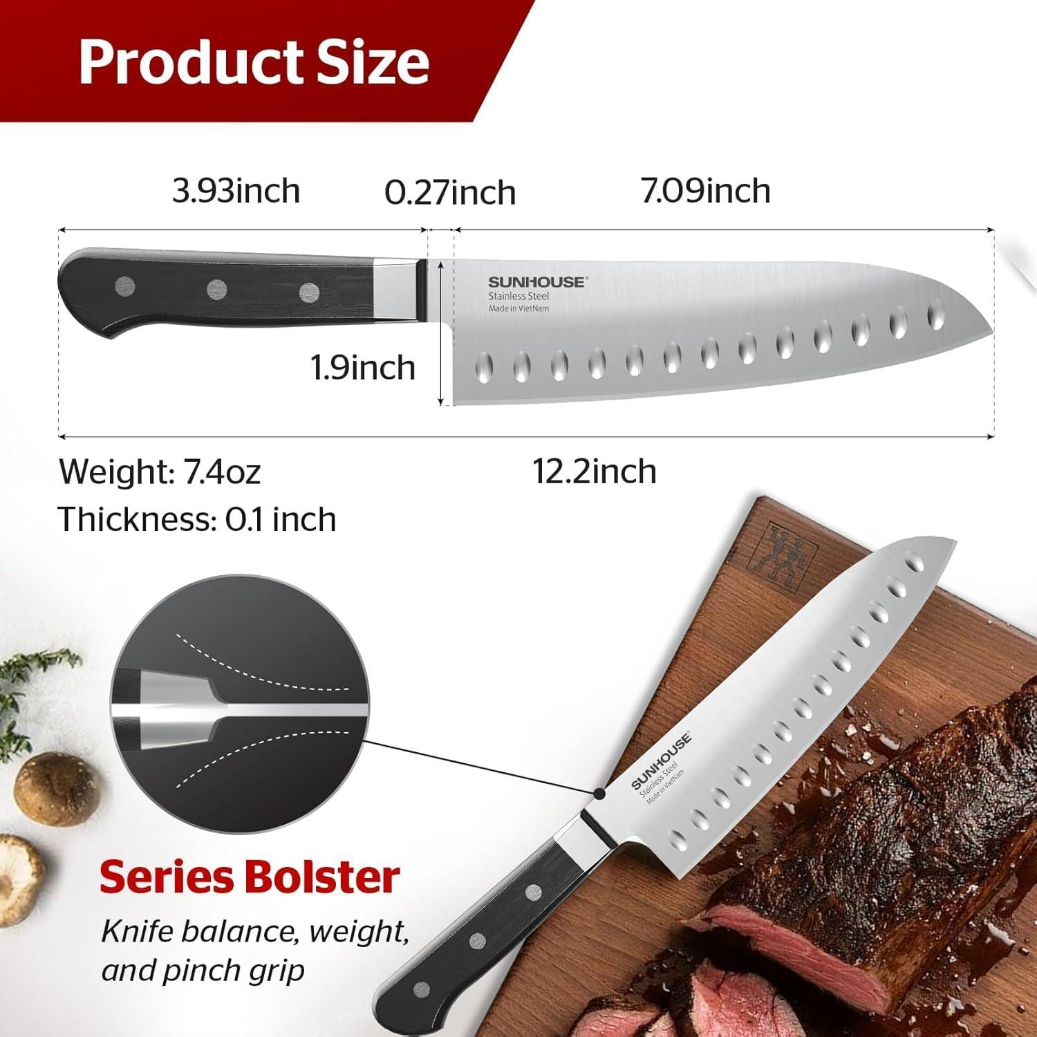 Cuchillo Santoku Sunhouse 17.78 cm Acero AUS-8 Mango Ergonómico