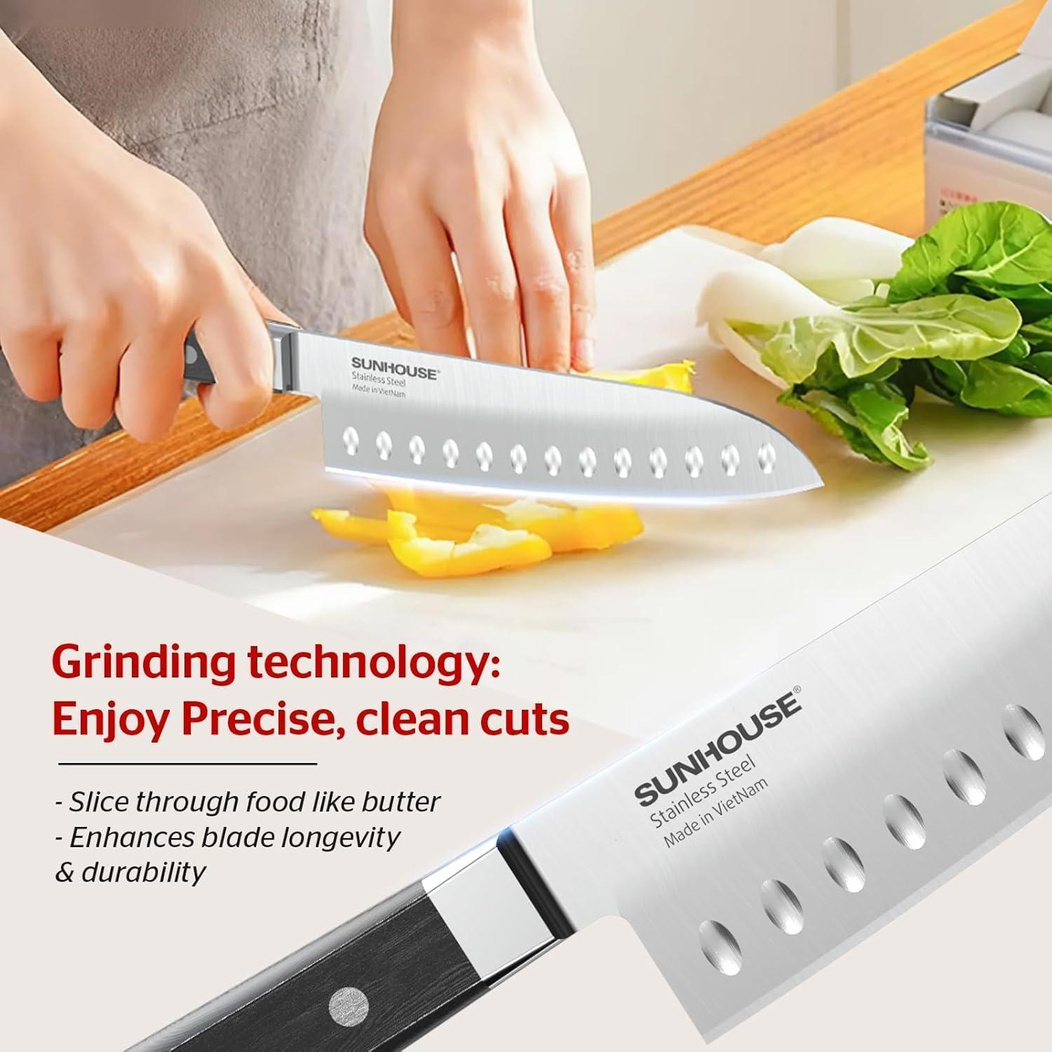 Cuchillo Santoku Sunhouse 17.78 cm Acero AUS-8 Mango Ergonómico