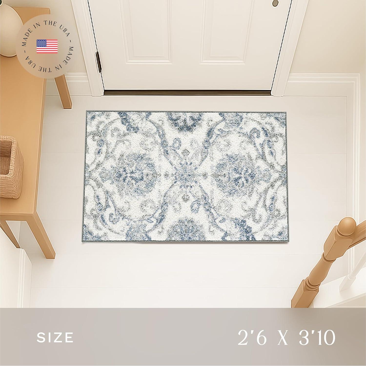 Alfombra de Área Maples Rugs Blooming Damask 116x76 cm Gris/Azul