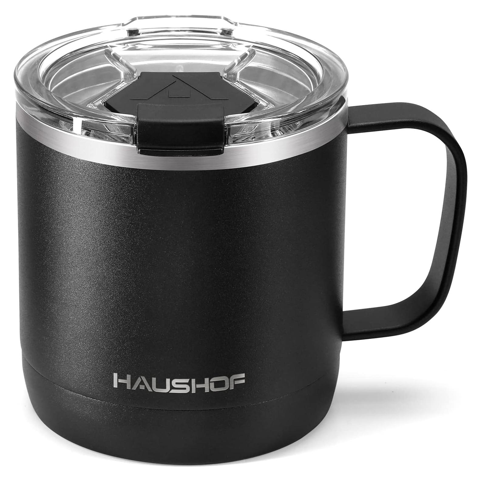 Taza de Café Aislada HAUSHOF 414 ml Acero Inoxidable Negra