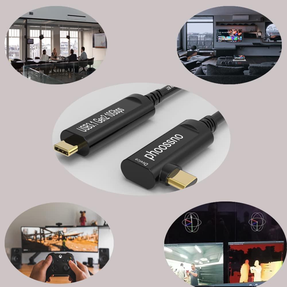 Cable óptico USB C a C Phoossno 10m 10Gbps para dispositivos
