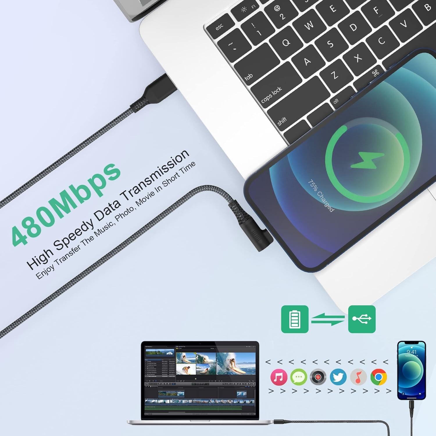 Cable de Carga Lightning Bawanfa 6.1m Ángulo Recto MFi iPhone