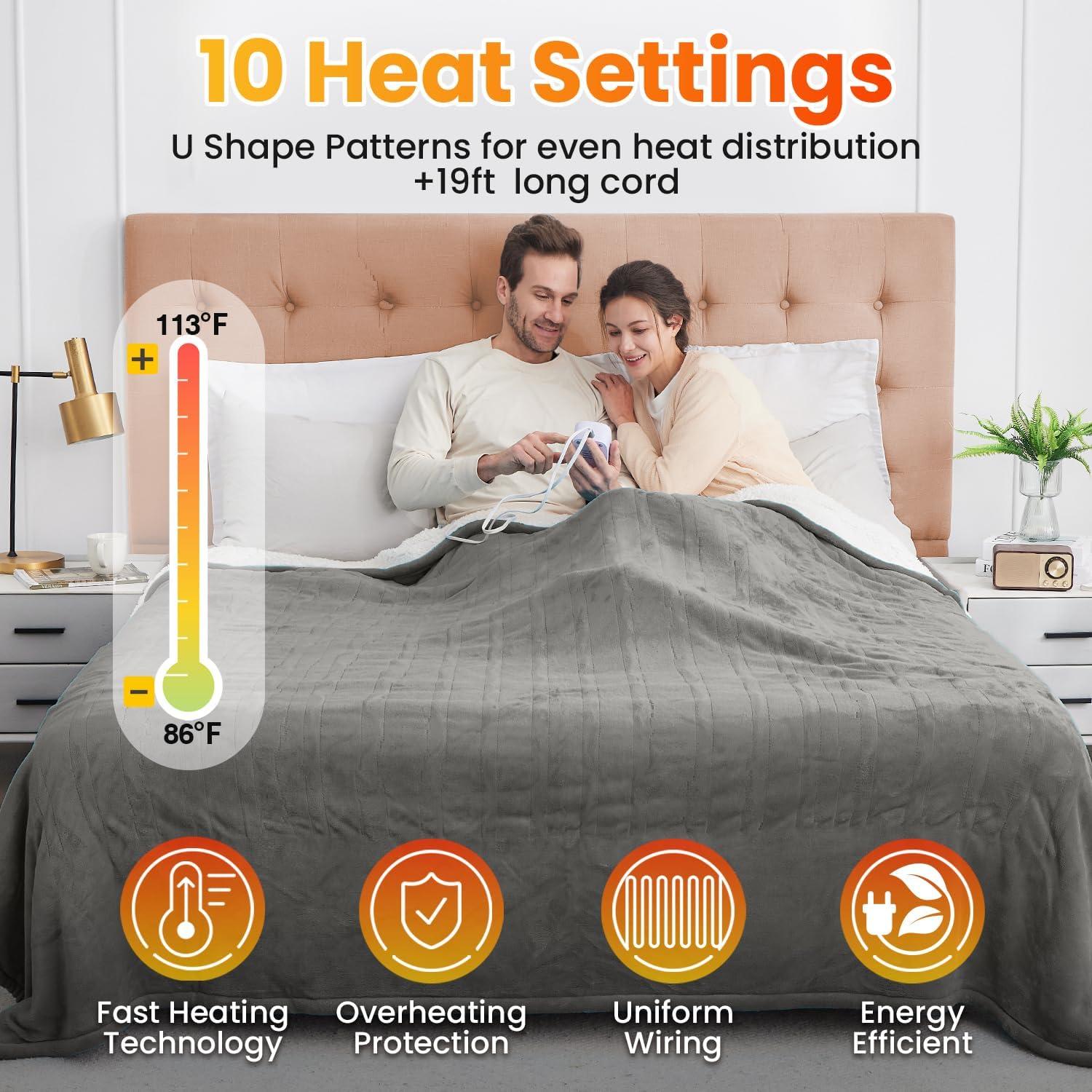 Manta Térmica Eléctrica WOOMER Individual 157x213cm 10 Niveles