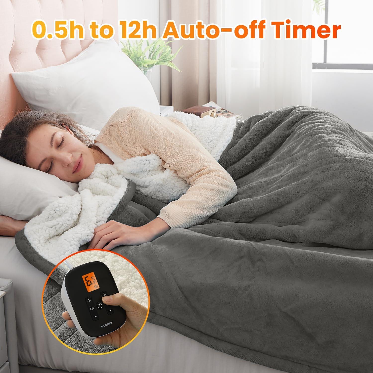 Manta Térmica Eléctrica WOOMER Individual 157x213cm 10 Niveles