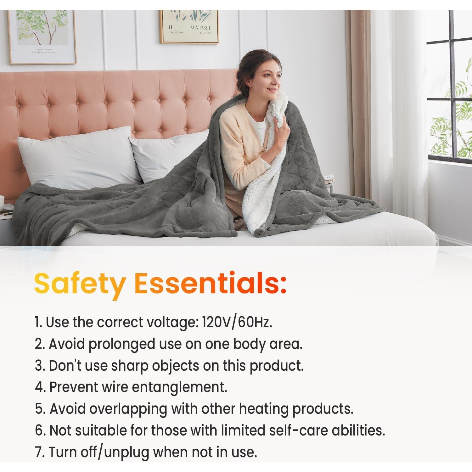 Manta Térmica Eléctrica WOOMER Individual 157x213cm 10 Niveles