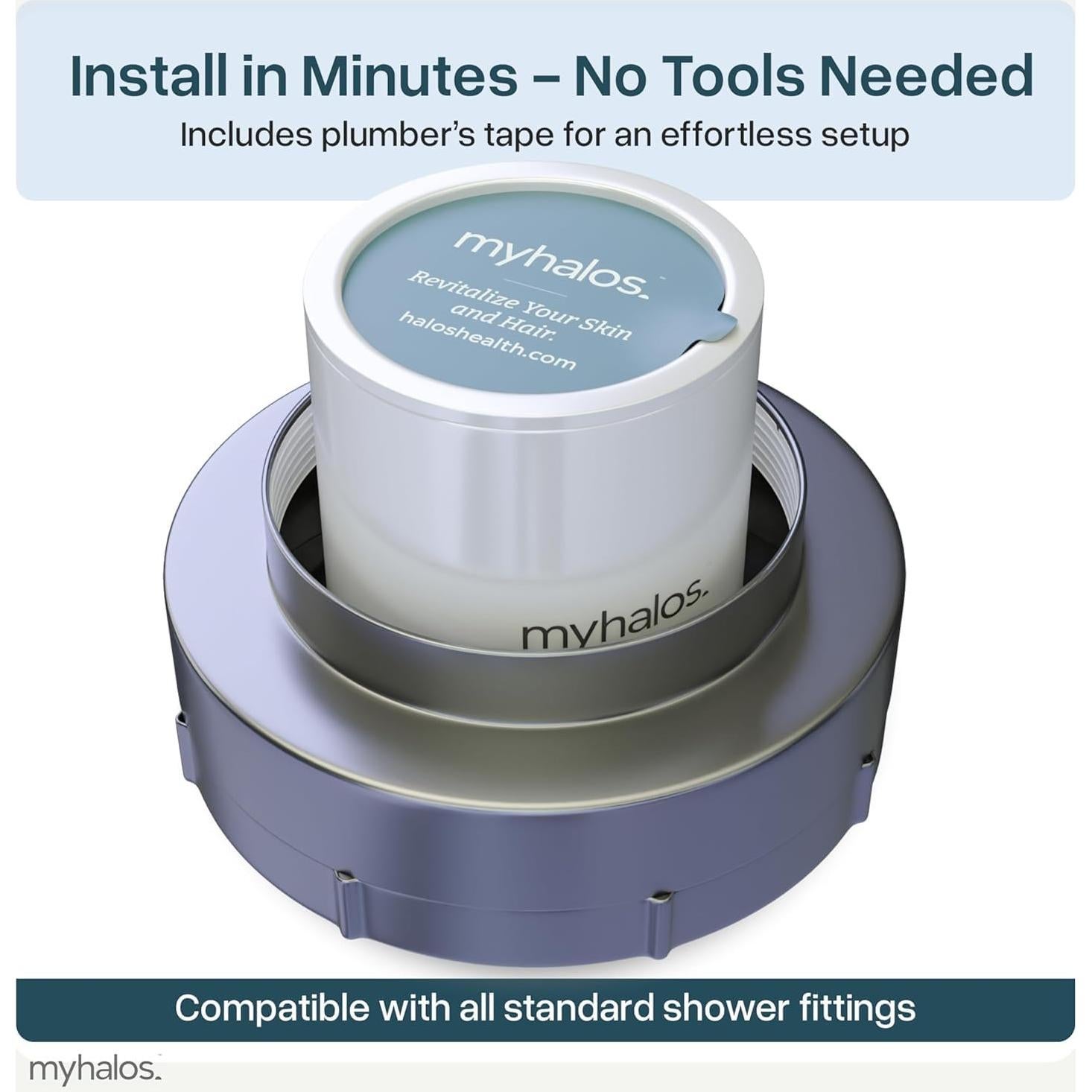 Filtro de Ducha MyHalos® para Agua Dura - Alta Presión, Negro