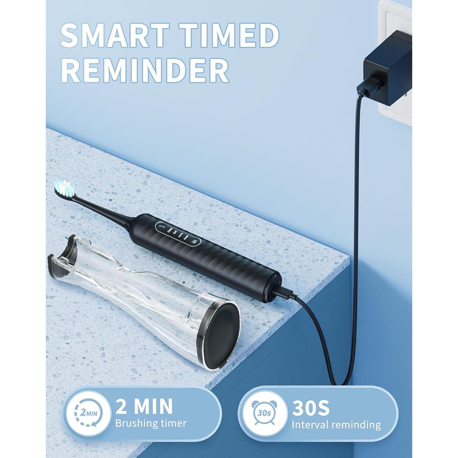 Cepillo de dientes eléctrico y irrigador Duolosy 4 en 1 negro