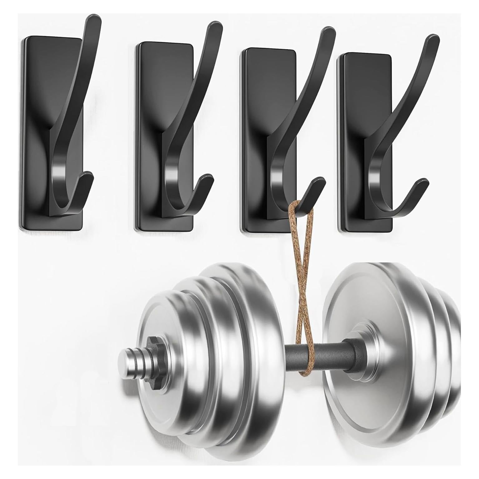 Ganchos Adhesivos de Acero Inoxidable Pickpiff - Paquete de 4, Negro