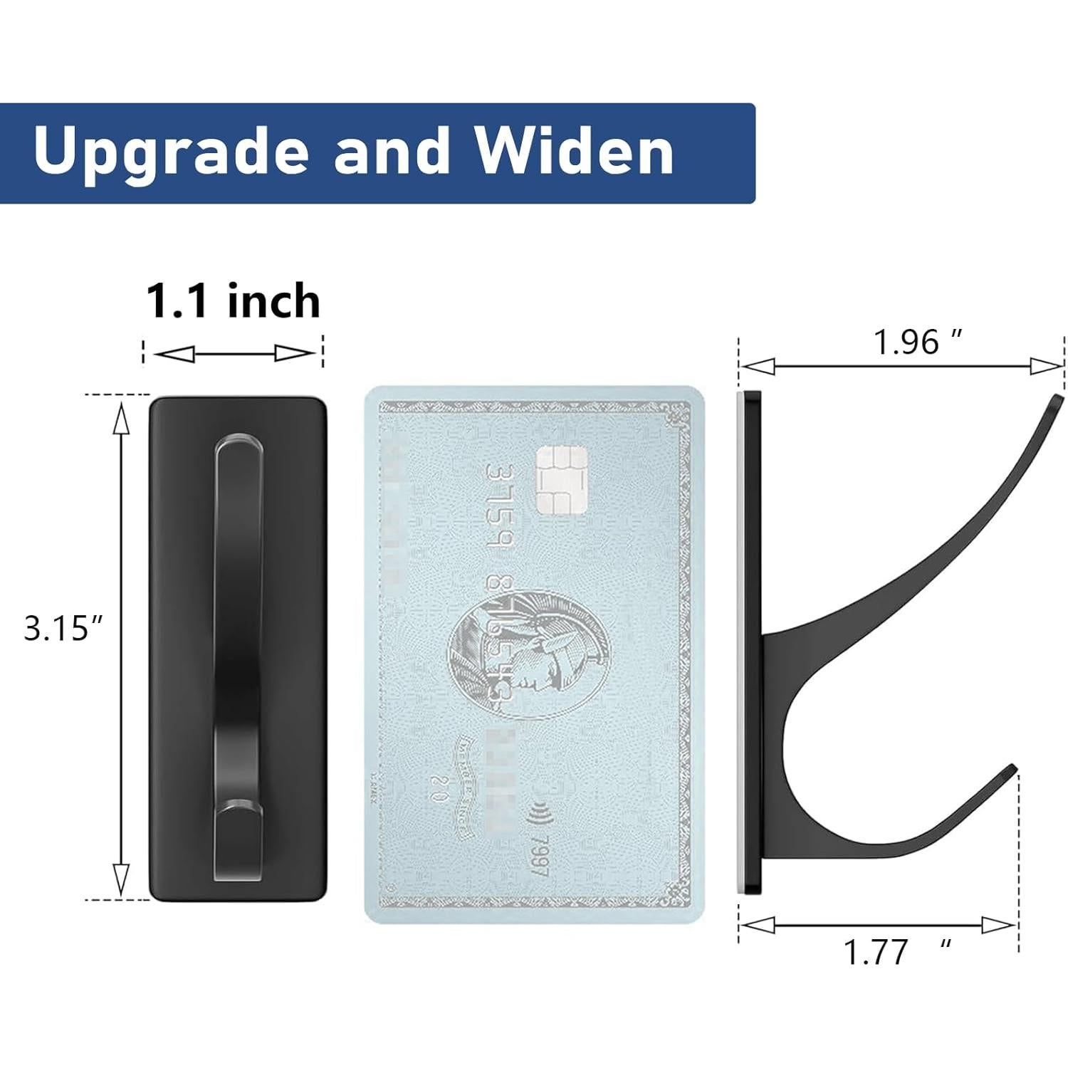 Ganchos Adhesivos de Acero Inoxidable Pickpiff - Paquete de 4, Negro