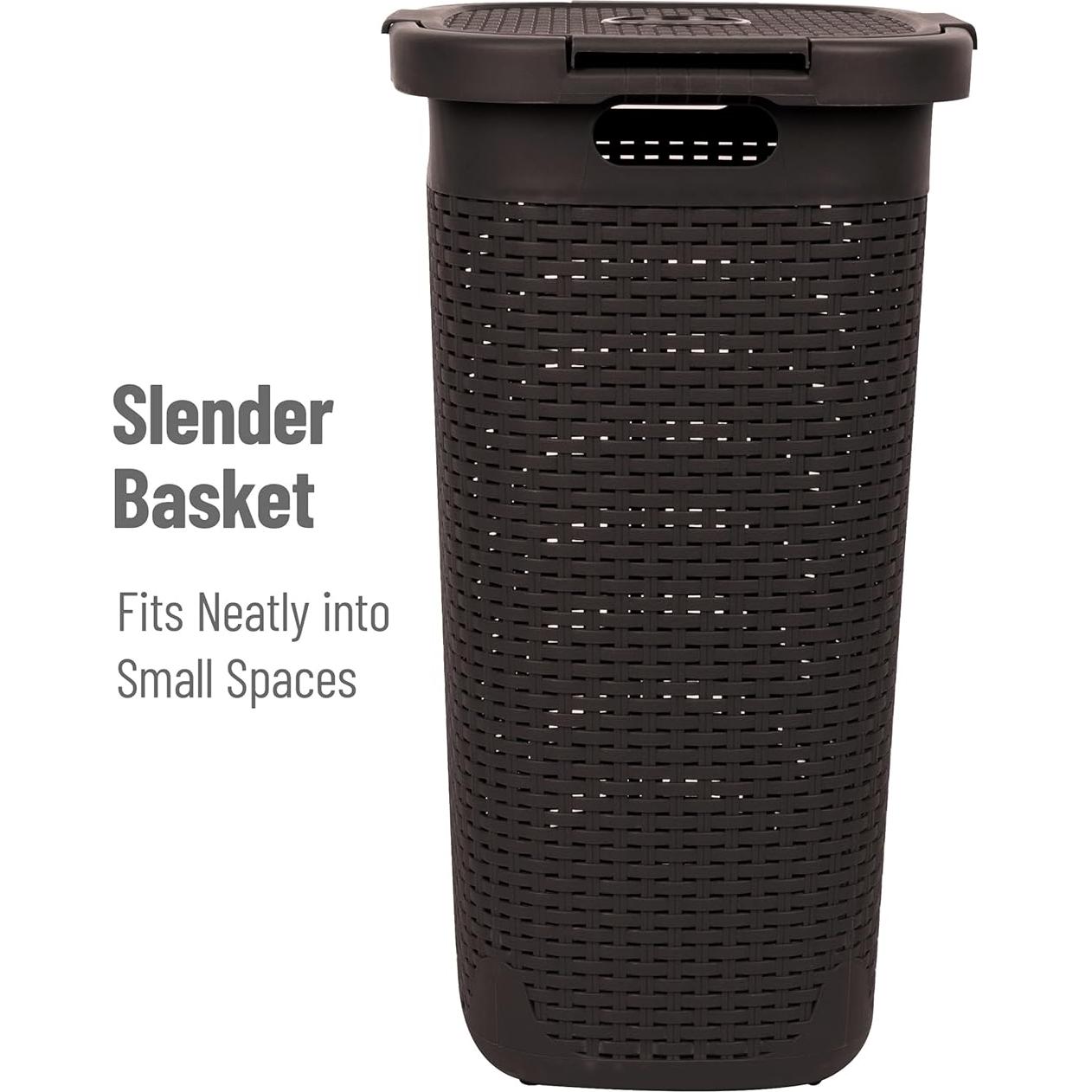 Cesto de Ropa Slim Mind Reader 60L con Tapa Marrón