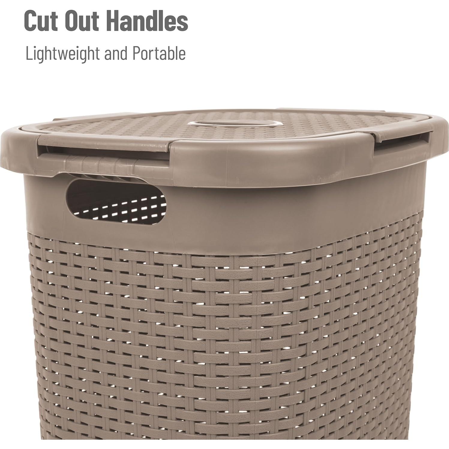 Cesto de Ropa Delgado Mind Reader 60L con Tapa Beige