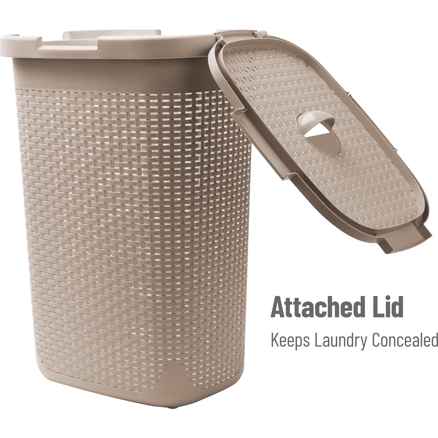Cesto de Ropa Delgado Mind Reader 60L con Tapa Beige