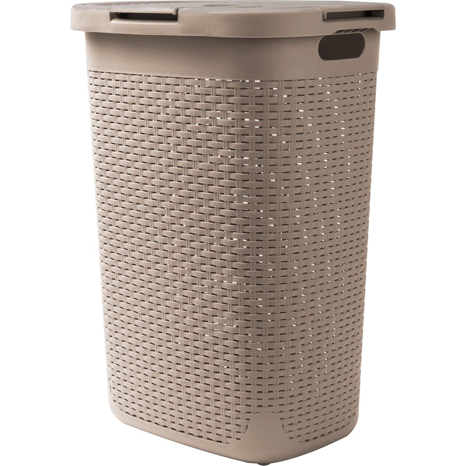 Cesto de Ropa Delgado Mind Reader 60L con Tapa Beige