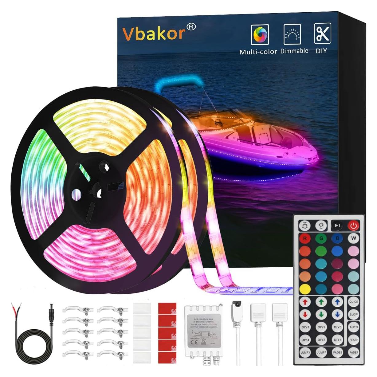 Luces de tira LED Vbakor 10m RGB impermeables para barco