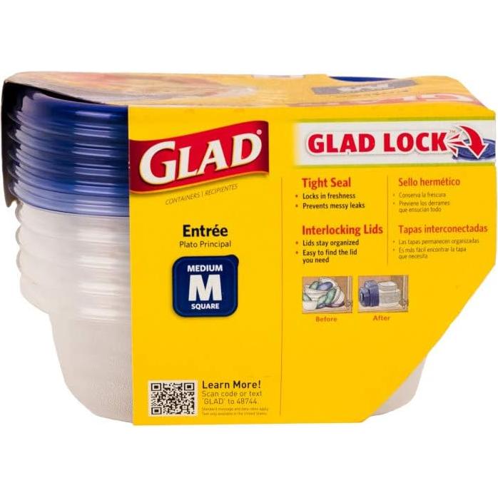 Contenedores de Almacenamiento Glad Cuadrados 25 oz - 4 Piezas