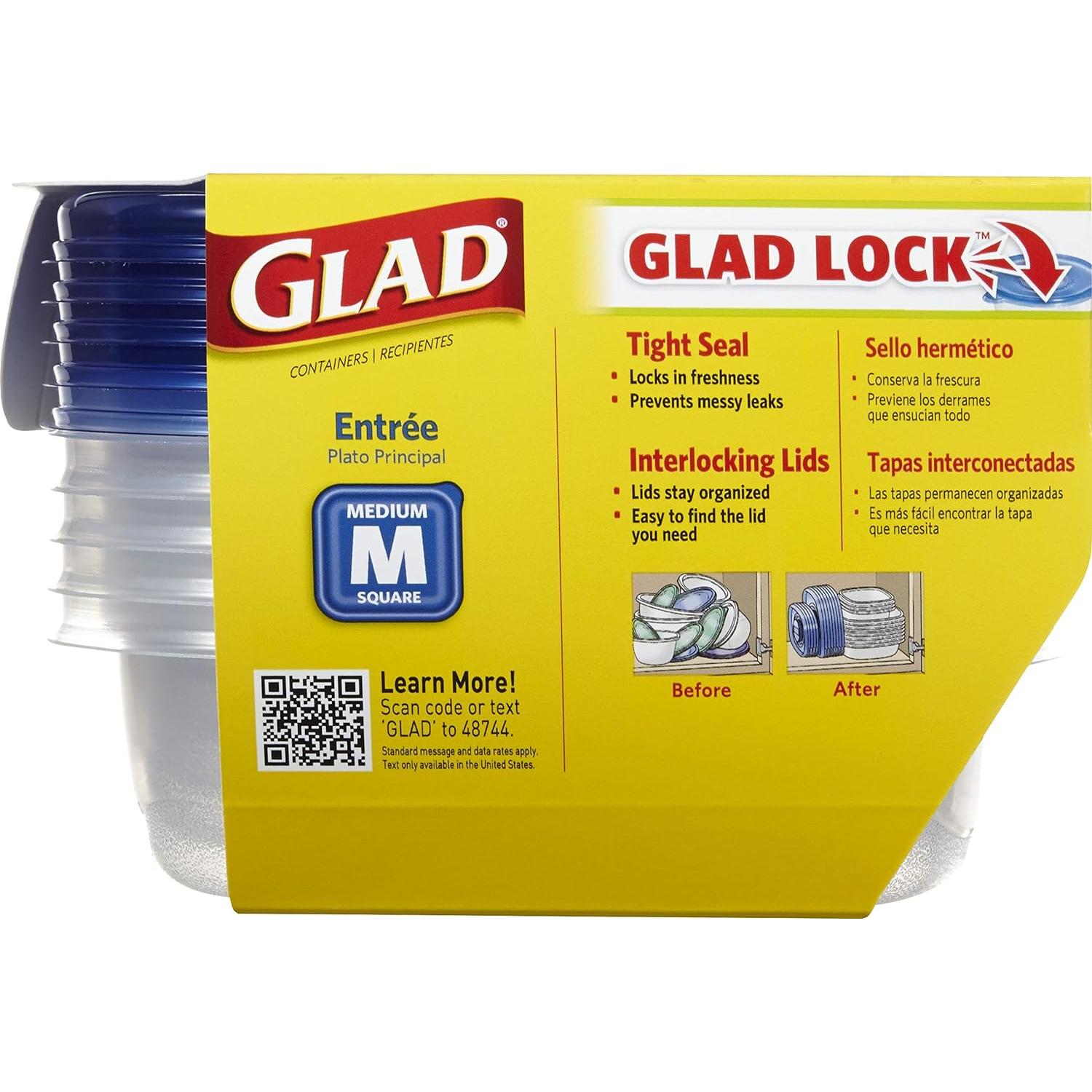Contenedores de Almacenamiento Glad Cuadrados 25 oz - 4 Piezas