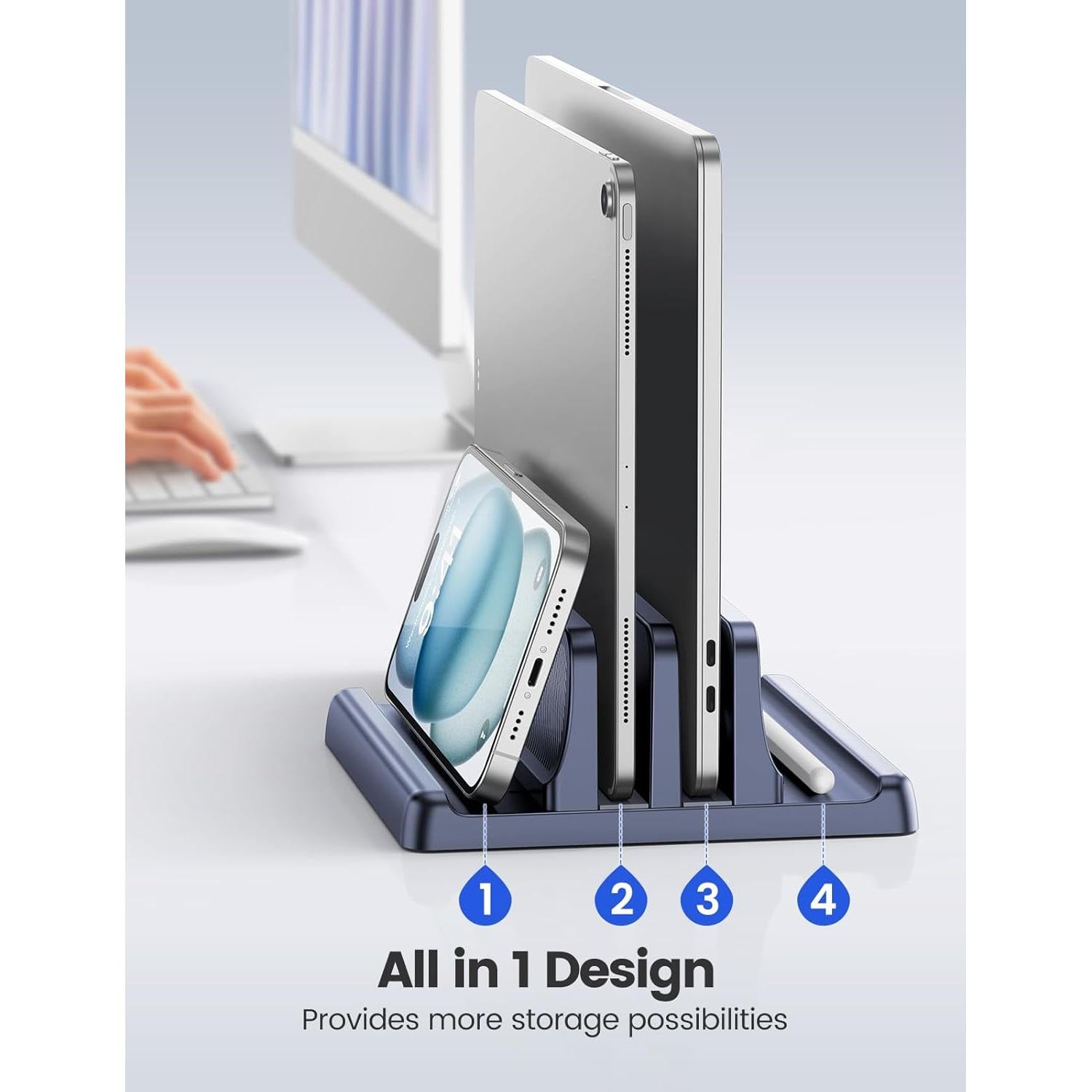 Soporte Vertical para Laptop EAXBUX 4 en 1 Ajustable Negro