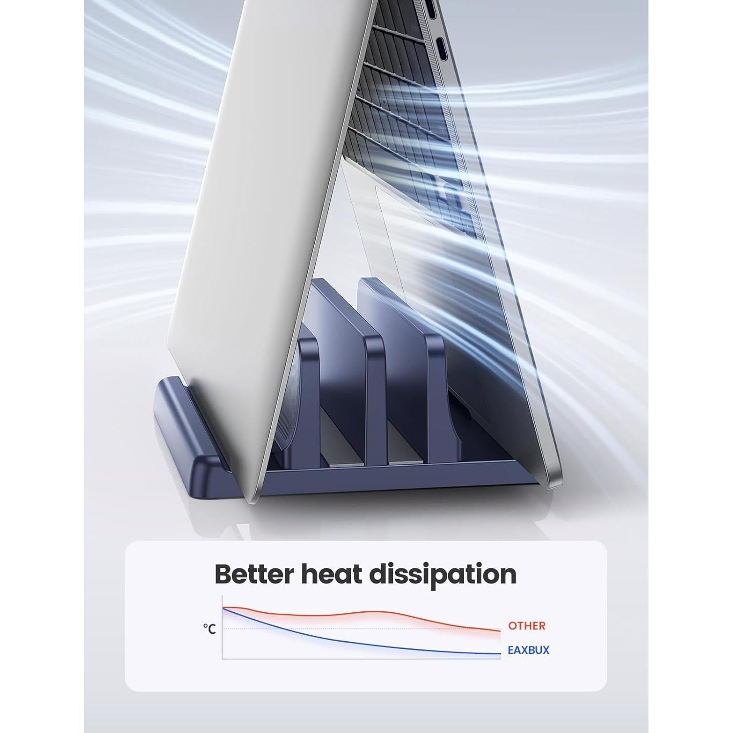 Soporte Vertical para Laptop EAXBUX 4 en 1 Ajustable Negro