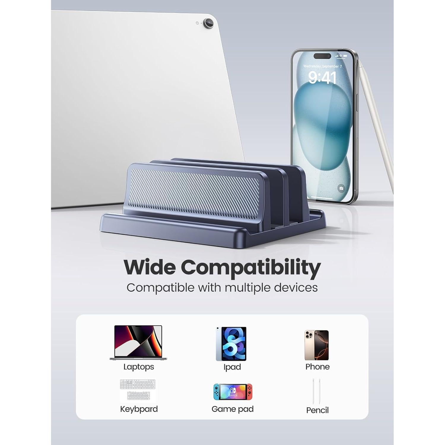 Soporte Vertical para Laptop EAXBUX 4 en 1 Ajustable Negro