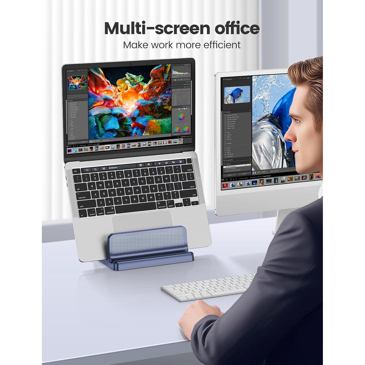 Soporte Vertical para Laptop EAXBUX 4 en 1 Ajustable Negro