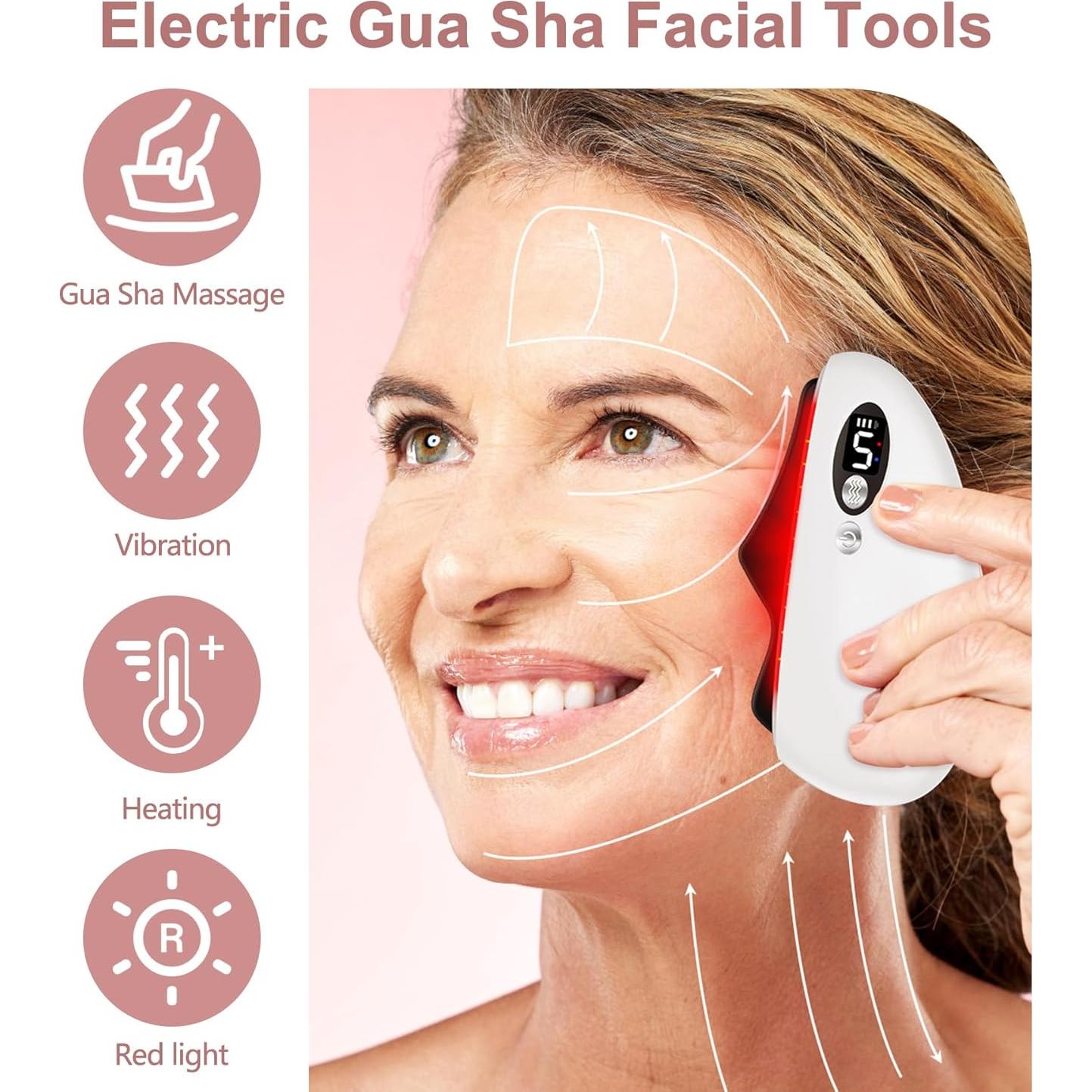 Herramienta Facial Gua Sha YEVYO GS2024 Obsidiana Calor y Vibración