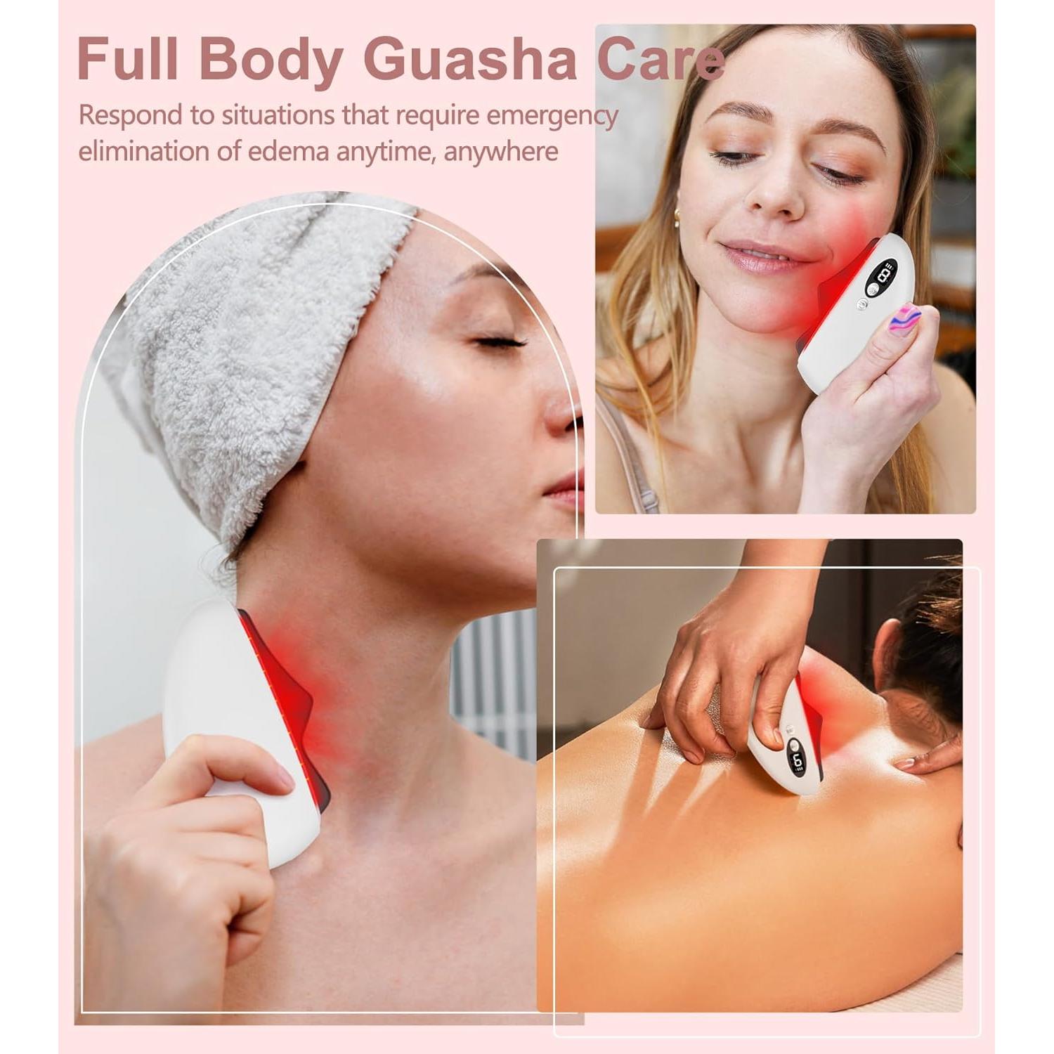 Herramienta Facial Gua Sha YEVYO GS2024 Obsidiana Calor y Vibración