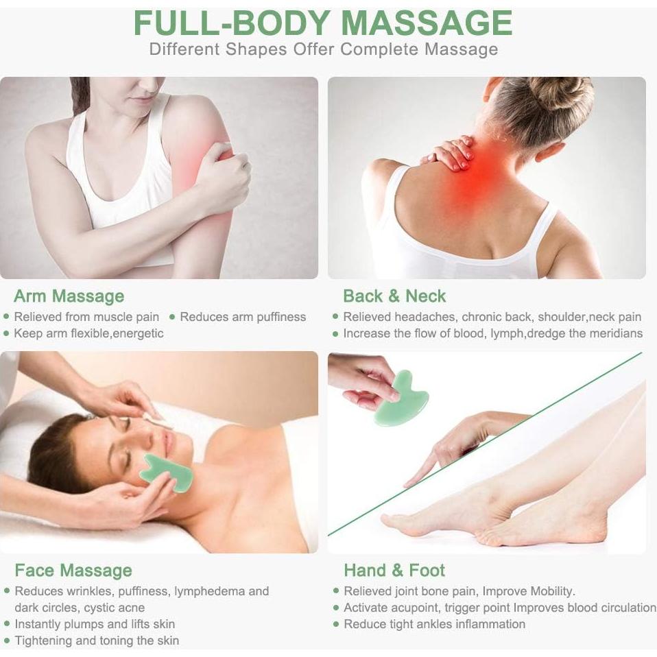 Airogym Set de Masaje Gua Sha 5 Piezas Verde - Terapia Física