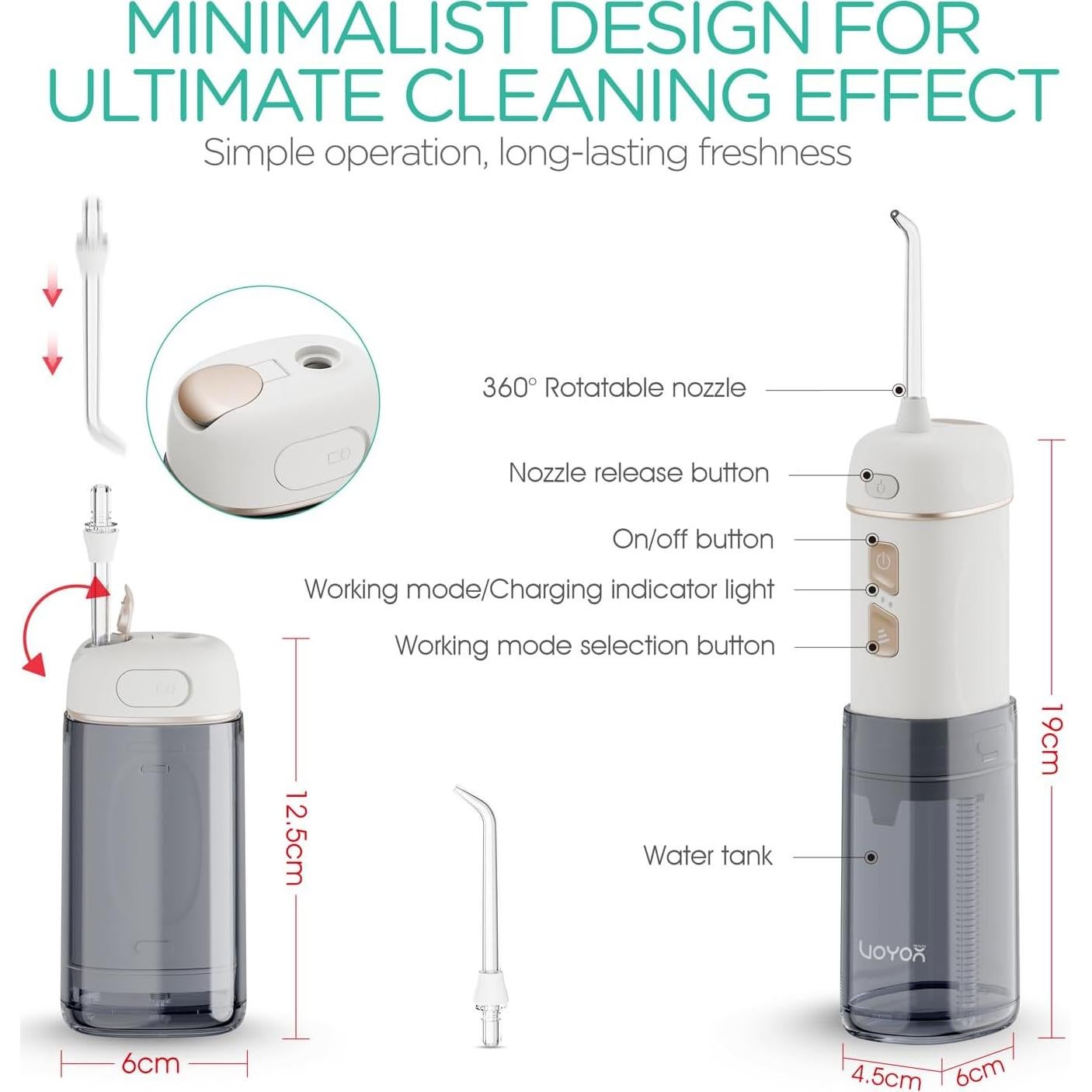 Irrigador Dental Portátil VOYOR-HEALTH WF510 Oro, 3 Modos, IPX7