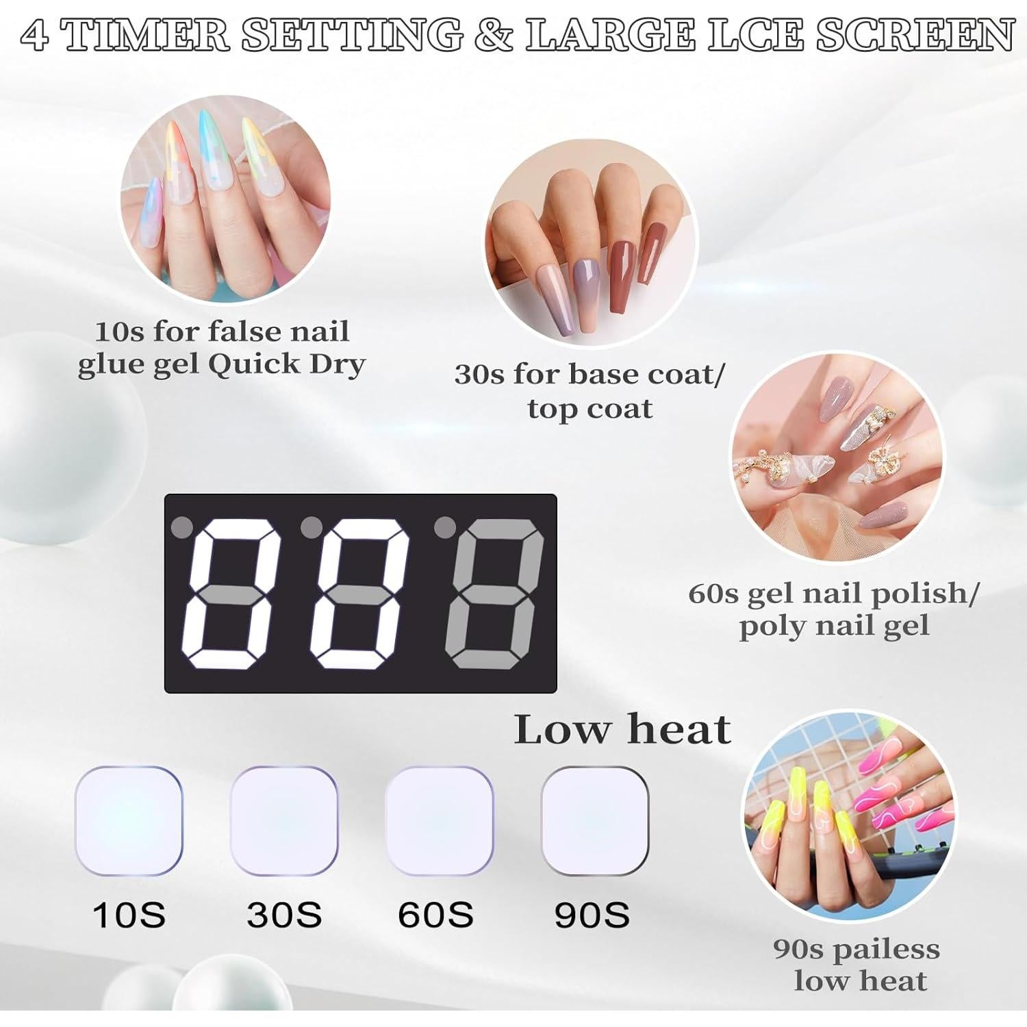 Lámpara UV recargable BOMOQING 96W con pantalla LCD y sensor