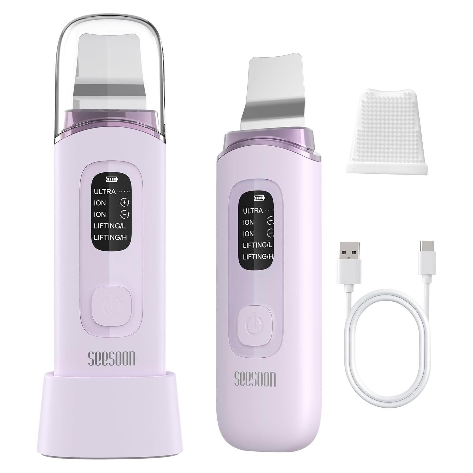 Exfoliador Facial SEESOON 4 en 1 con Pantalla LCD - Púrpura
