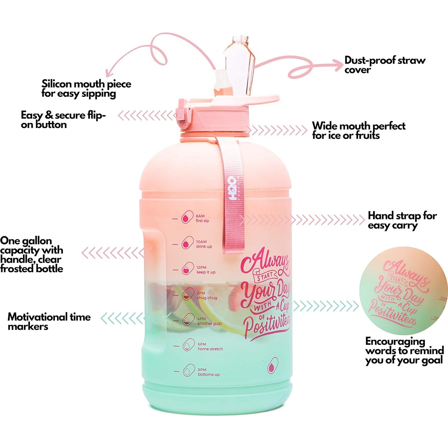 Botella de Agua H2O Capsule 1 Galón Motivacional Flor de Loto