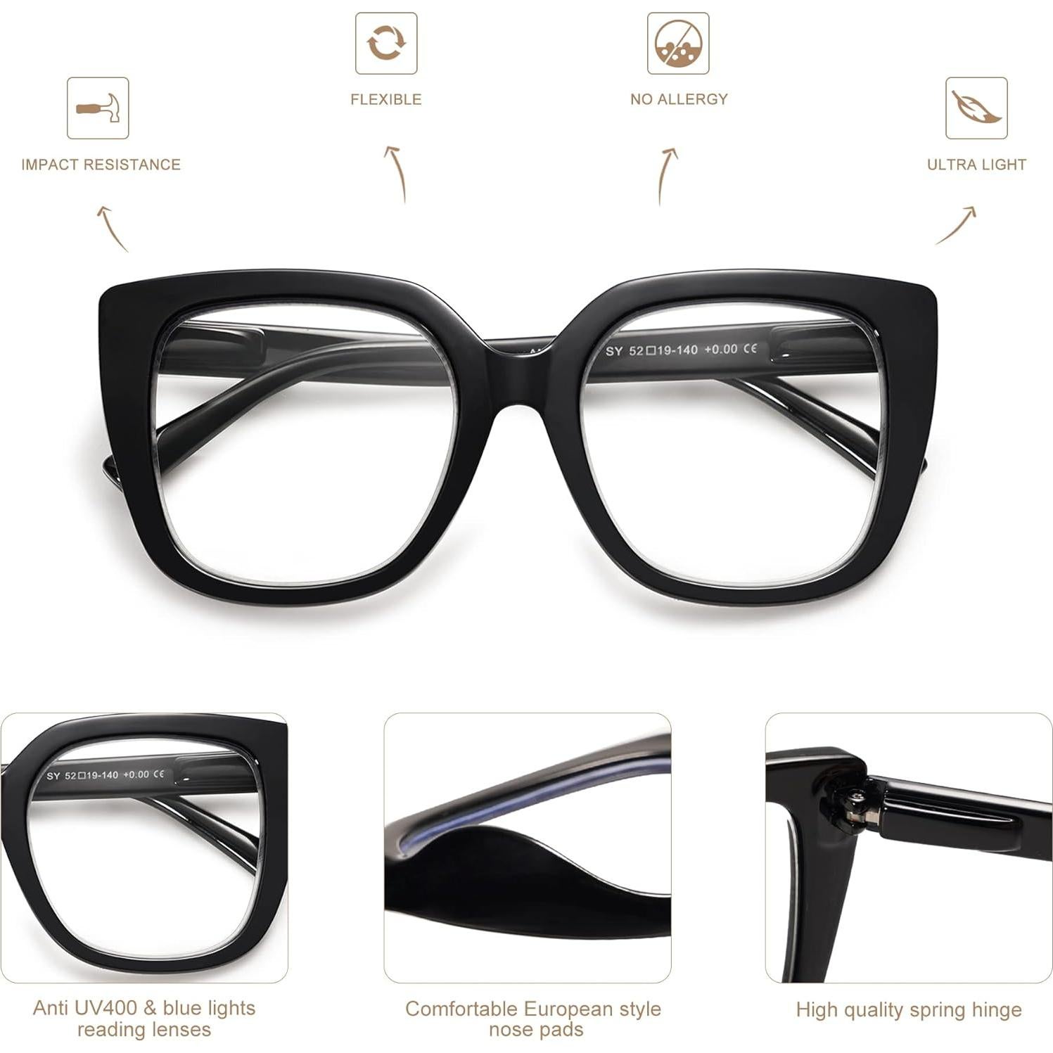 Paquete de 3 Gafas de Lectura Retro para Mujeres con Bloqueo de Luz Azul AM6072