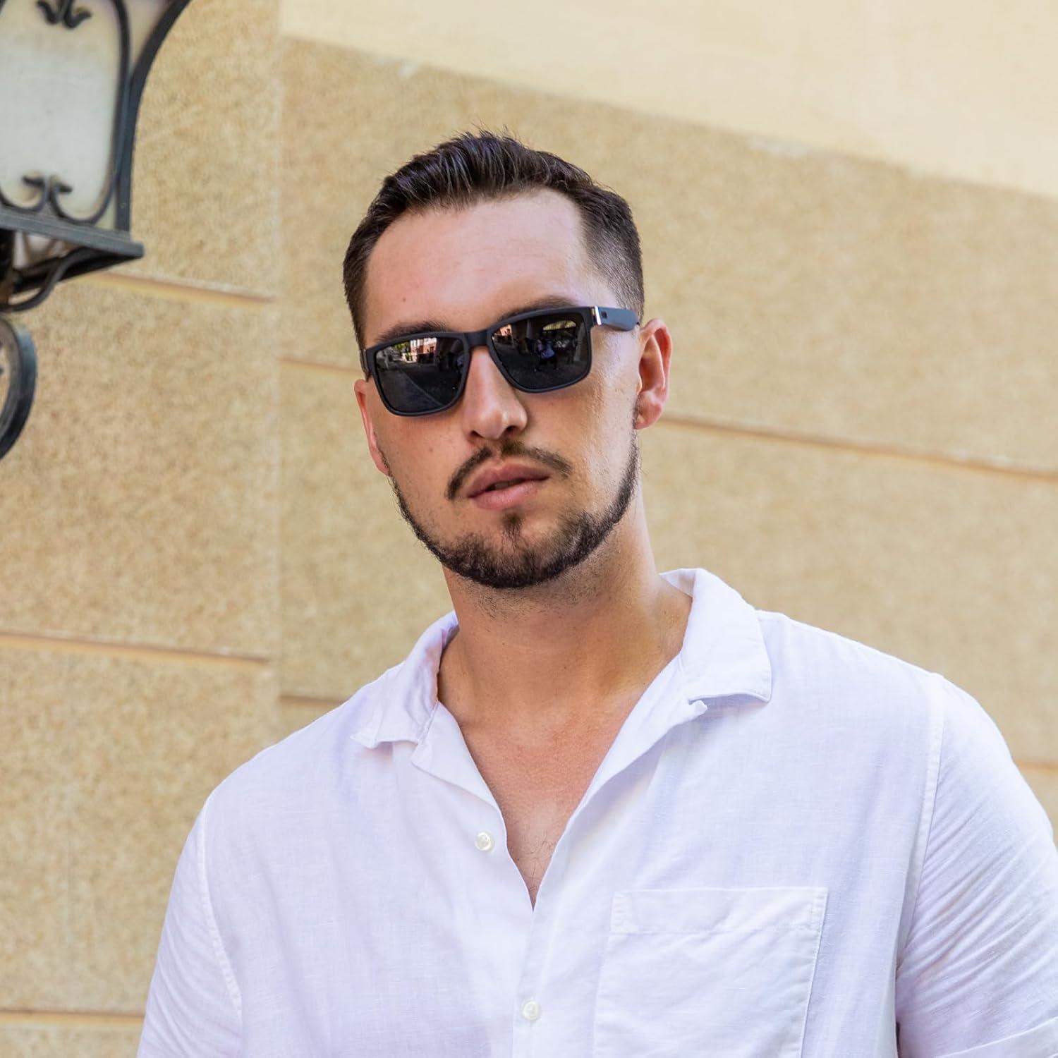 Gafas de sol polarizadas Farrobor UV400 para hombres negras