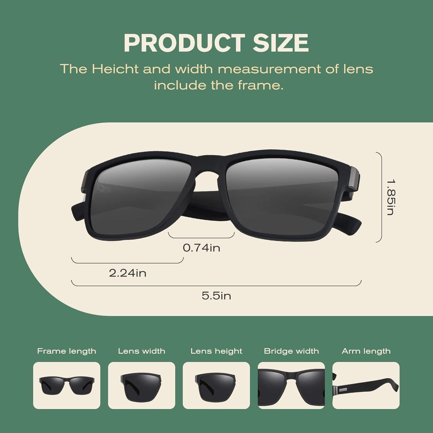 Gafas de sol polarizadas Farrobor UV400 para hombres negras