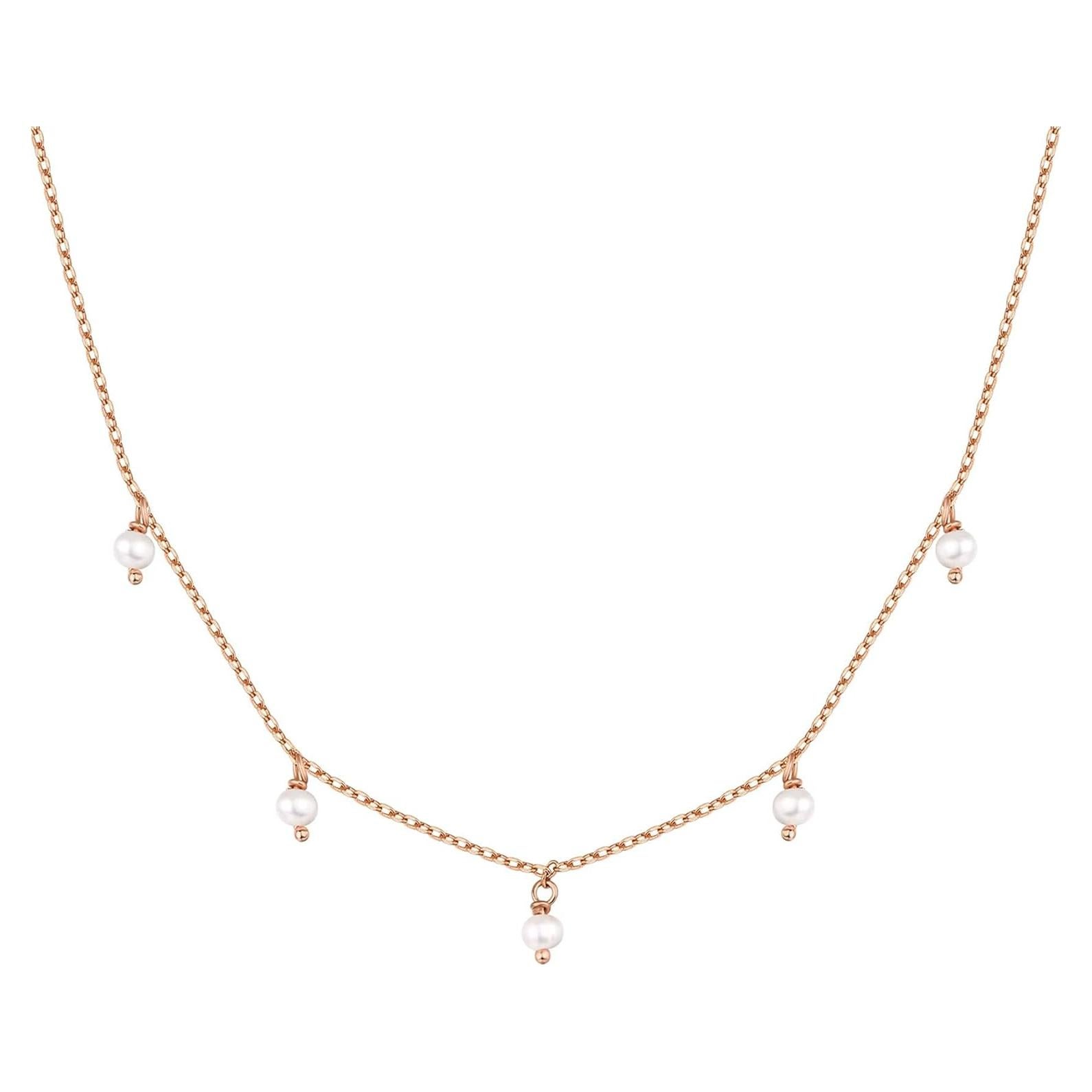 Collar de capas PAVOI oro rosa 14K con perlas y CZ