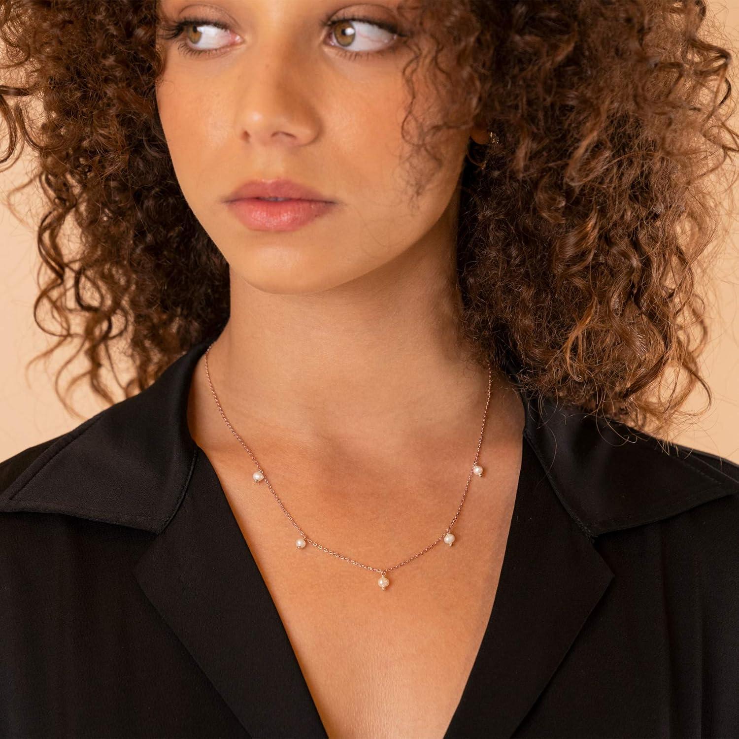 Collar de capas PAVOI oro rosa 14K con perlas y CZ