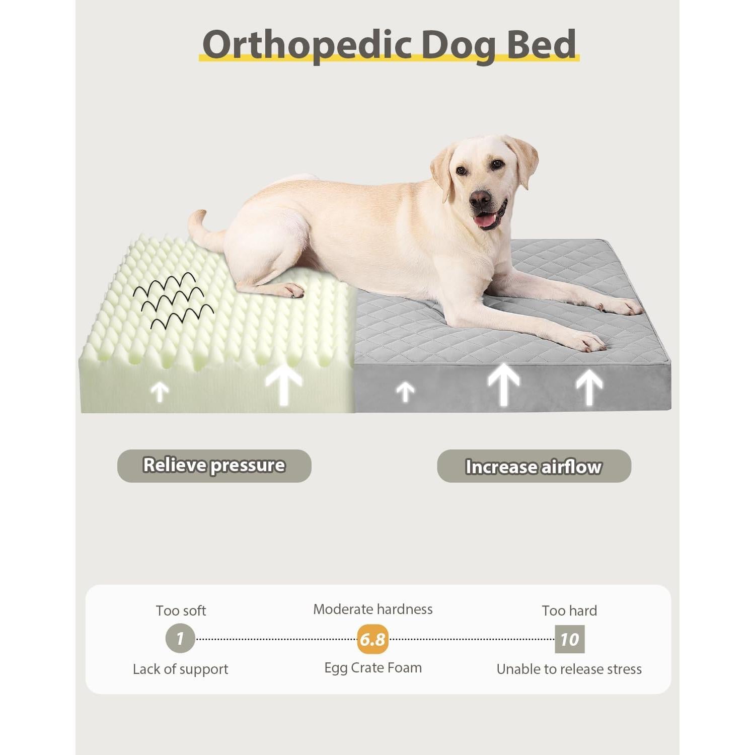 Cama ortopédica para perros NUPIDA 58x43 cm impermeable gris