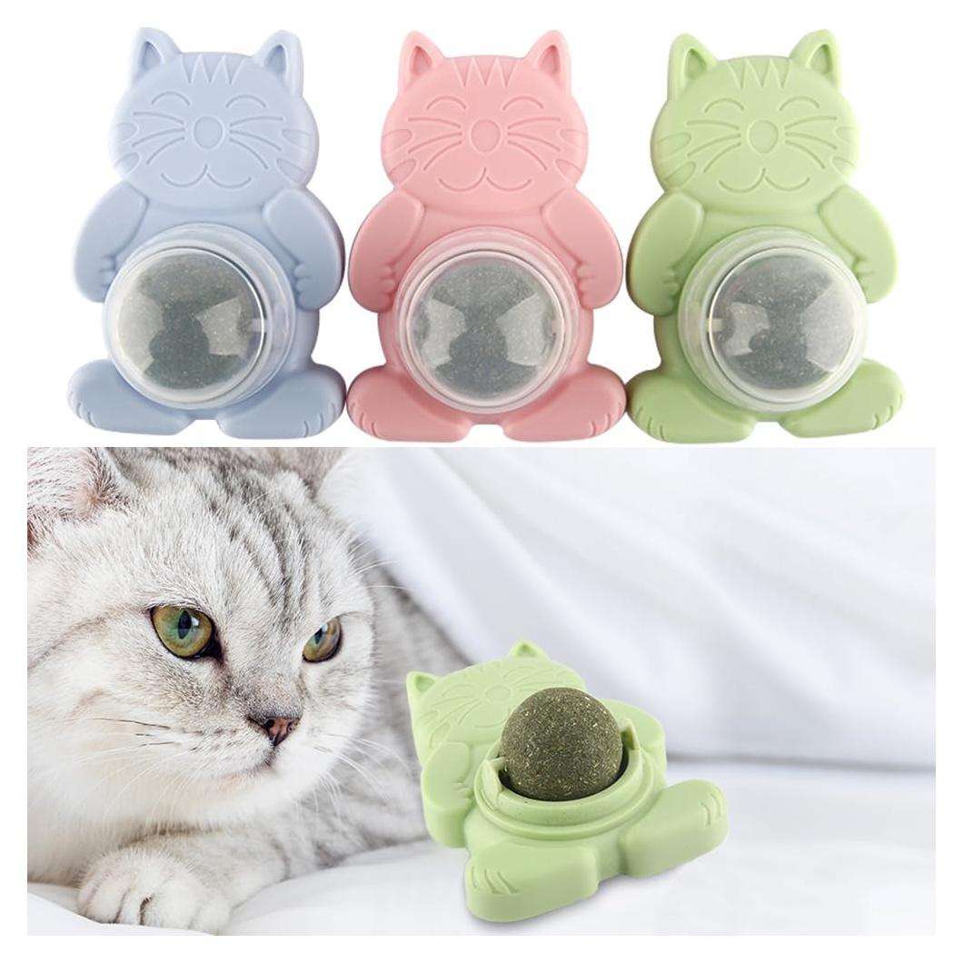 Juguetes para Gatos Eaireys - 3 Bolas de Catnip Natural