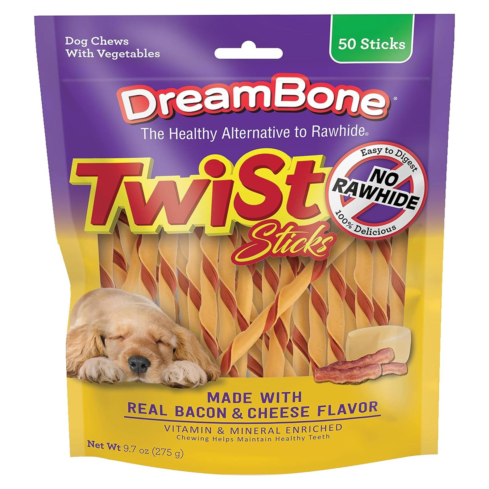 Palitos Torcidos DreamBone 50 Unidades Sabor Tocino y Queso